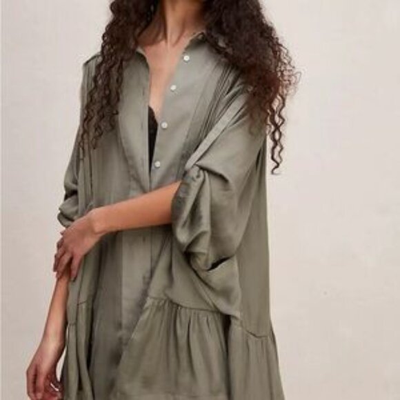 Free People // Moonstruck Shirtdress // Medium // Olive - Picture 1 of 9